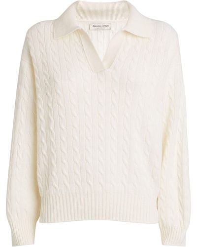 Johnstons of Elgin Cashmere Polo Sweater - White