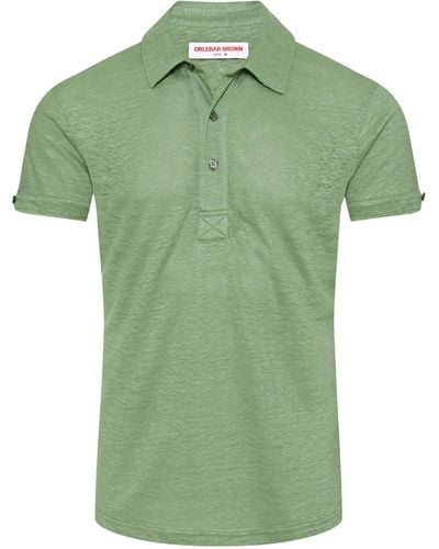 Orlebar Brown Linen Sebastian Polo Shirt - Green