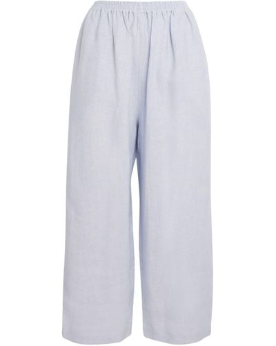 Eskandar Linen Cropped Japanese Trousers - Blue