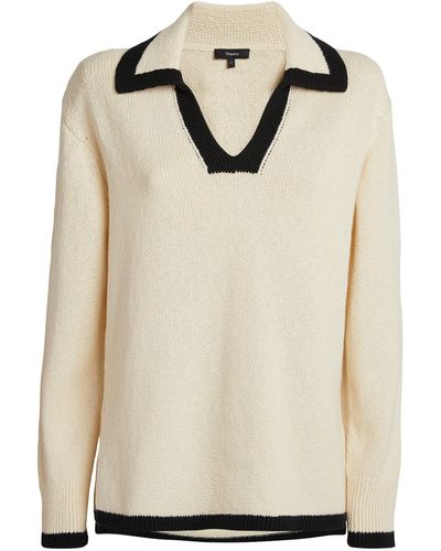 Theory Cotton-blend Polo Jumper - Natural