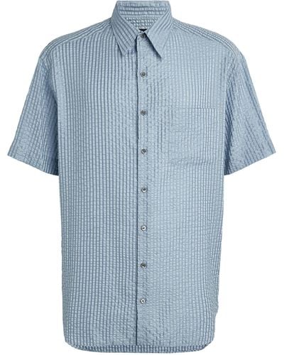Giorgio Armani Ribbed Short-sleeve Shirt - Blue