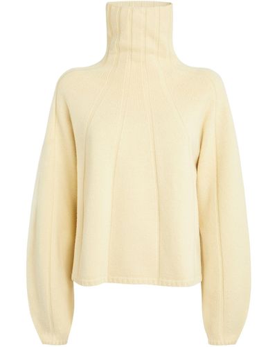 JOSEPH Soft Wool Cropped High-neck Sweater - Natural