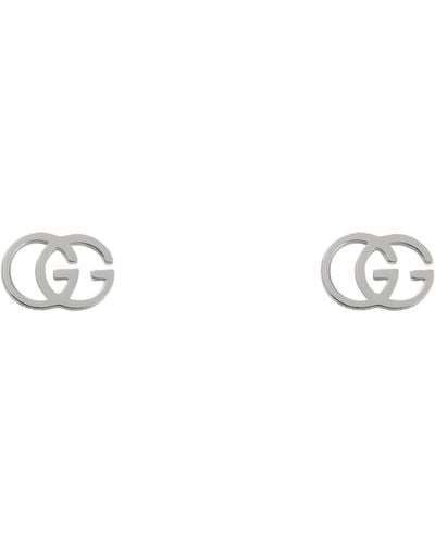 Gucci White Gold Double G Earrings