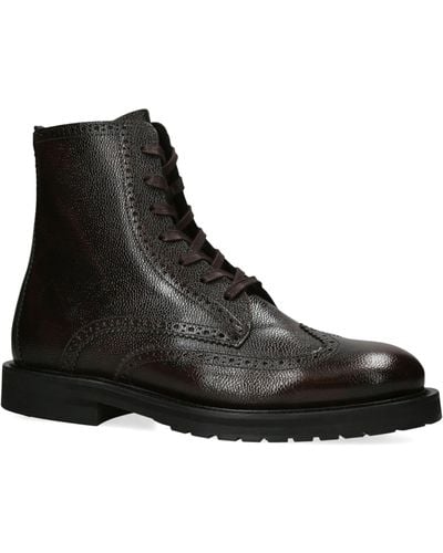 Kurt Geiger Leather Bates Brogue Ankle Boots - Black