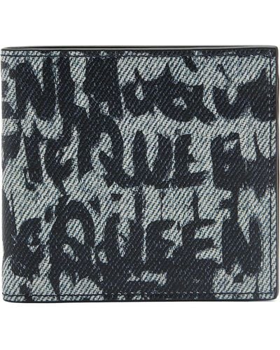 Alexander McQueen Leather Graffiti Logo Bifold Wallet - Black