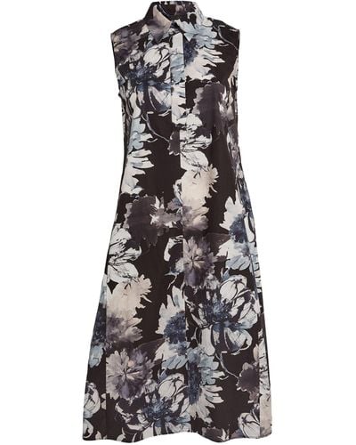 Marina Rinaldi Cotton Floral Print Maxi Dress - Black