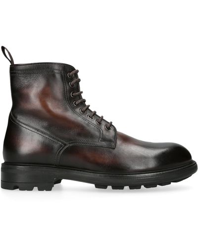 Magnanni Leather Army Biker Boots - Black