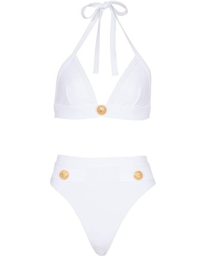 Balmain Button-detail Bikini - White