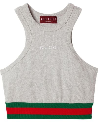 Gucci Cotton Racerback Crop Top - Grey