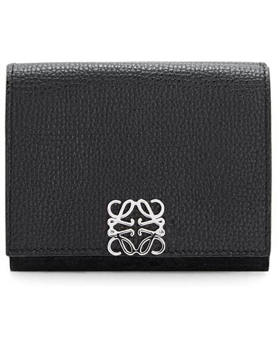 Loewe Leather Anagram Trifold Wallet - Black