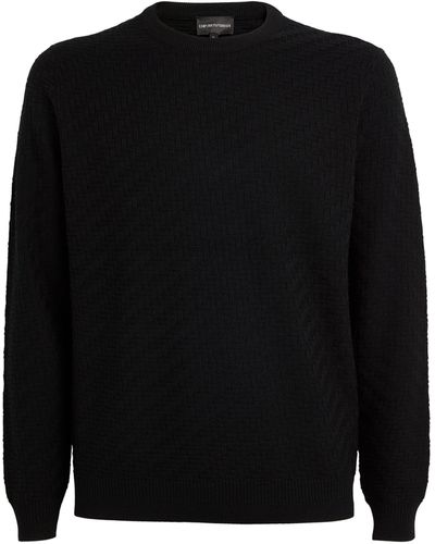 Emporio Armani Cotton Textured Sweater - Black