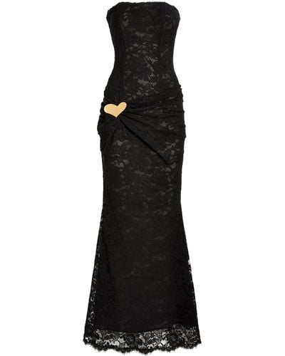 ROWEN ROSE Lace Heart-detail Maxi Dress - Black