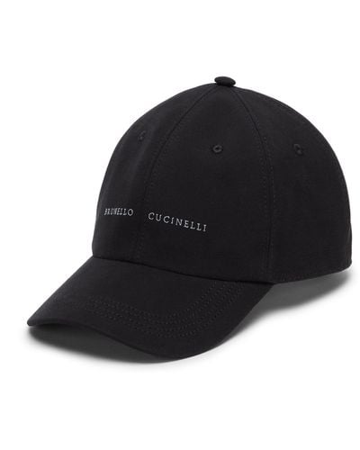 Brunello Cucinelli Cotton Gabardine Embroidered Baseball Cap - Black