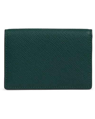 Smythson Leather Panama Folded Card Holder - Green
