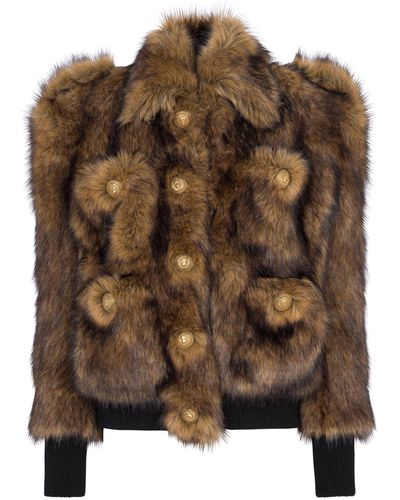 Balmain Faux Fur Jacket - Brown