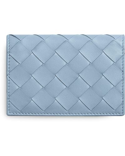 Bottega Veneta Leather Intrecciato Business Card Case - Blue