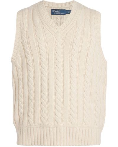 Polo Ralph Lauren Cotton Cable-knit Sweater Vest - Natural
