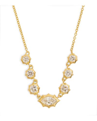 Jade Trau Small Yellow Gold And Diamond Maverick Necklace - White