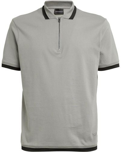 Emporio Armani Zip-up Polo Shirt - Grey