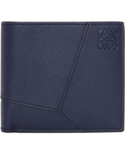 Loewe Leather Puzzle Edge Bifold Wallet - Blue