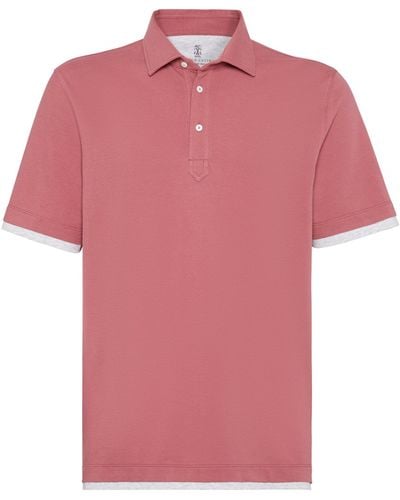 Brunello Cucinelli Silk-cotton Polo Shirt - Pink