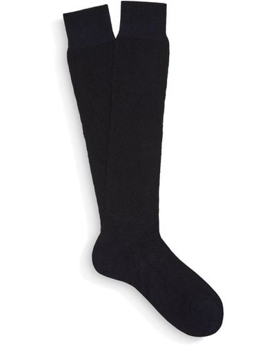 Zegna Cotton-blend Textured Socks - Black