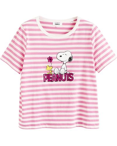 Chinti & Parker X Peanuts Striped Flower Power T-shirt - Pink