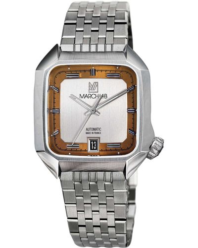 March LA.B Stainless Steel Am2 Slim Automatic Shelter Watch 36mm - Metallic