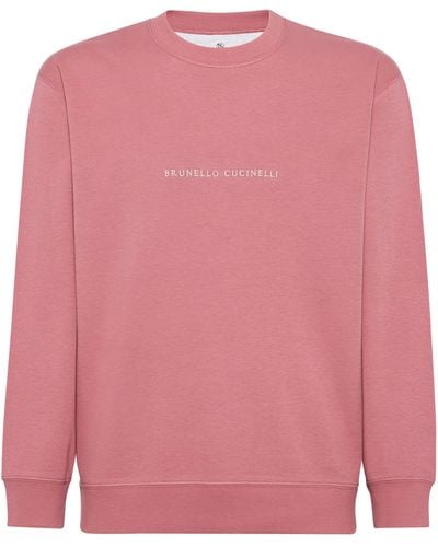 Brunello Cucinelli French Terry Logo Sweatshirt - Pink