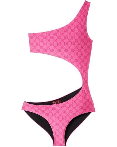 Gucci Gg Cut-out Detail Swimsuit - Pink