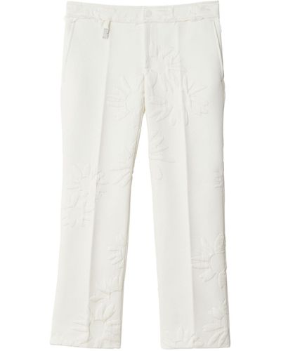 Burberry Silk-blend Daisy Print Trousers - White