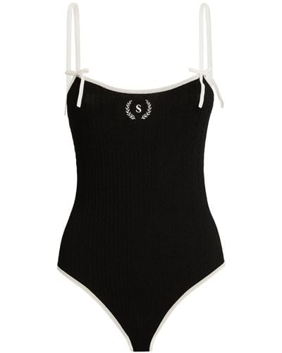 Sandro Cable-knit Logo Bodysuit - Black