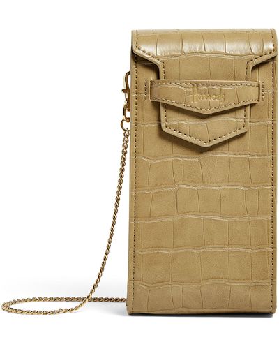 Harrods Mini Croc-embossed Nano Bag - Natural