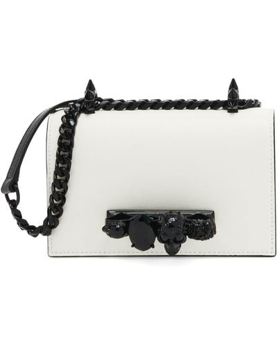 Alexander McQueen Mini Leather Jeweled Satchel Bag - Black