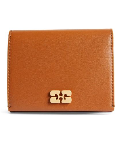 Ganni Recycled Leather Bou Trifold Wallet - Brown