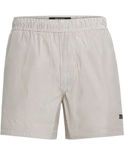 ZEGNA Striped Swim Shorts - Grey