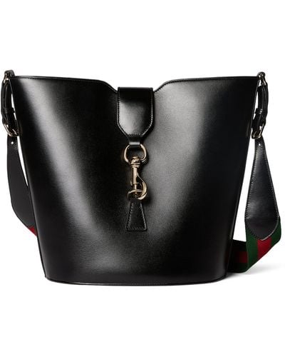 Gucci Medium Leather Original Bucket Bag - Black