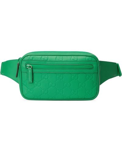 Gucci Leather Gg Belt Bag - Green
