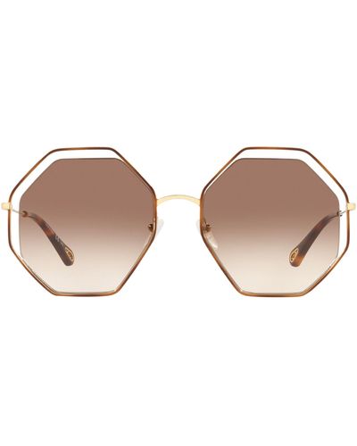 Chloé Poppy Octagonal Sunglasses - Brown