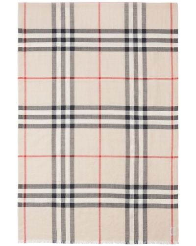 Burberry Wool-silk Check Scarf - White
