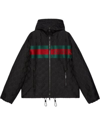 Gucci Nylon Gg Hooded Jacket - Black