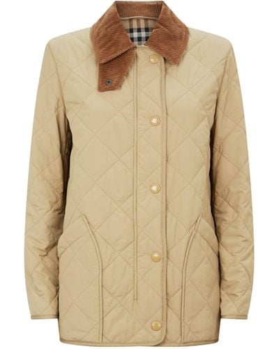 Burberry Diamond-quilted Barn Jacket - Natural