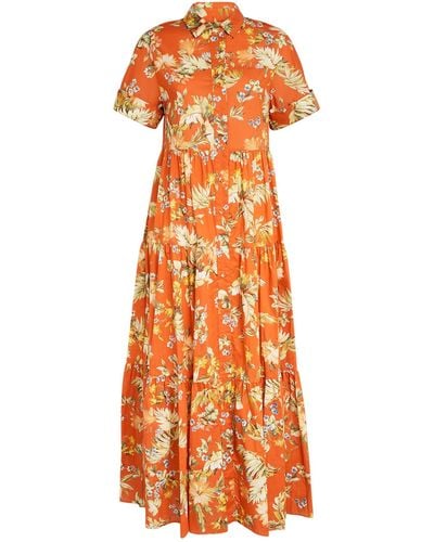 Erdem Floral Helena Maxi Dress - Orange