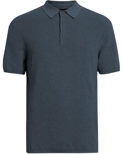AllSaints Cotton-wool Polo Shirt - Blue