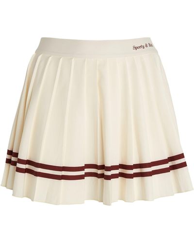 Sporty & Rich Logo Pleated Mini Skirt - Natural
