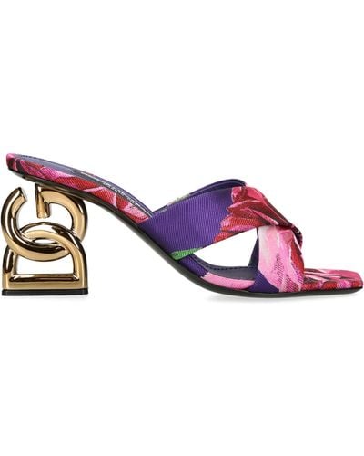 Dolce & Gabbana Flower Power Heeled Sandals 75 - Purple