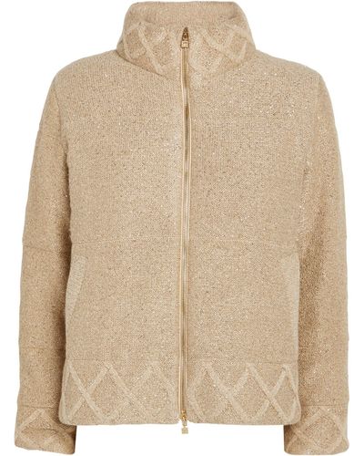 D.exterior Sequinned Knitted Jacket - Natural