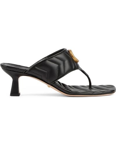 Gucci Leather Double G Marmont Sandals 55 - Black