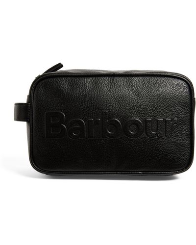 Barbour Leather Debossed Logo Wash Bag - Black