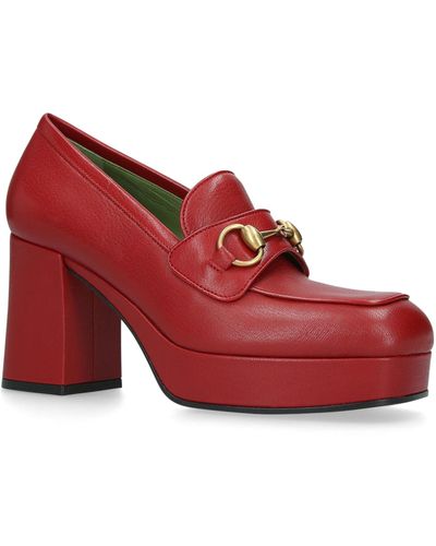 Gucci Houdan Leather Platform Loafers - Red
